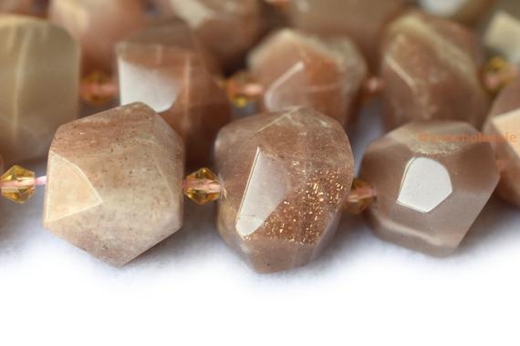 15.5" Natural Sunstone 15~20mm Faceted Nugget, High Quality Multi Color Gemstone Nugget Beads, Big Stone Cutting Nugget Beads