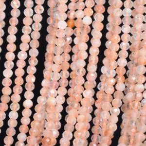 Shop Sunstone Faceted Beads! Genuine Natural Orange Sunstone Loose Beads India Grade AA Faceted Round Shape 2mm | Natural genuine faceted Sunstone beads for beading and jewelry making.  #jewelry #beads #beadedjewelry #diyjewelry #jewelrymaking #beadstore #beading #affiliate #ad