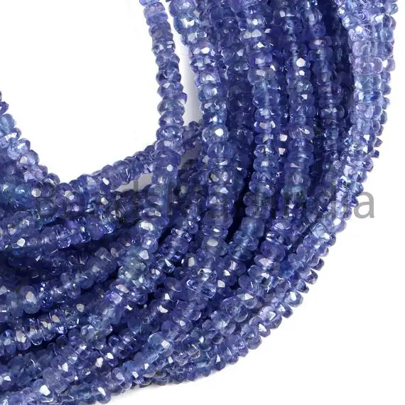 Tanzanite Faceted Rondelle Beads, 3-5mm Tanzanite Gemstone Beads, Tanzanite Rondelle Beads, Tanzanite Faceted Indian Cut Rondelle Beads