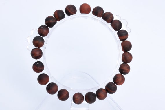 8mm Matte Mahogany Red Tiger Eye Beads Bracelet Grade A Genuine Natural Round Gemstone 7" Bulk Lot 1,3,5,10 And 50 (106764h-064)