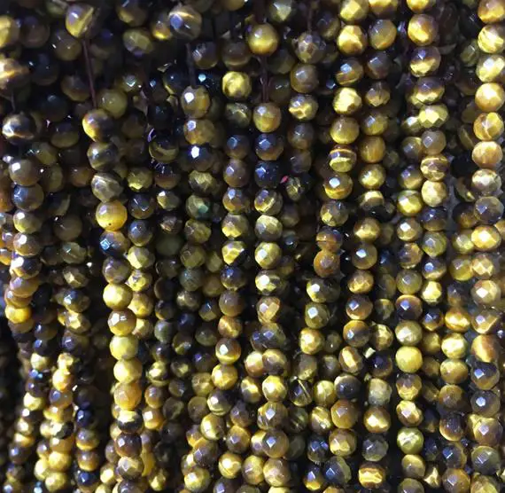 4mm Faceted Tiger Eyes Beads, Tiger Eye Stone Beads, Wholesale Beads