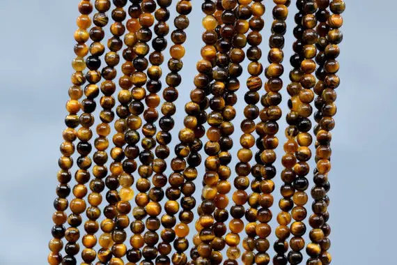 Genuine Natural Yellow Tiger Eye Loose Beads Grade A Round Shape 3mm 4mm