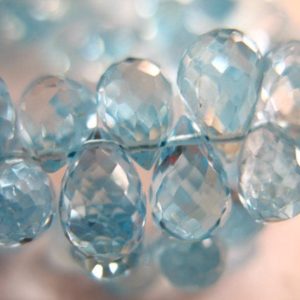 Jewelry Making Briolettes Drops Natural Blue Topaz Teardrop 6x16mm Briolettes Gemstone Teardrop Briolettes Super Blue Topaz Briolettes