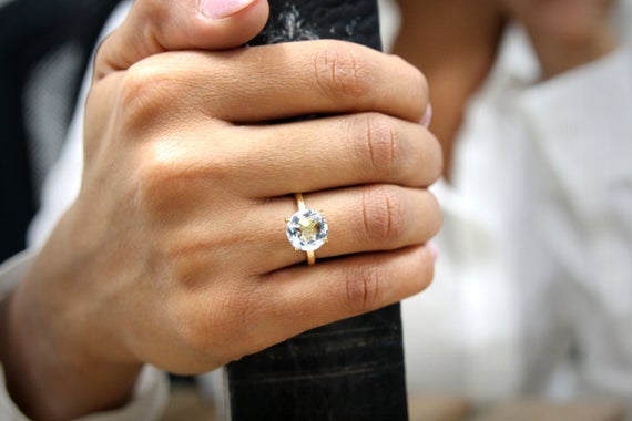 14k Gold Ring · Topaz Ring · Gemstone Ring · Stacking Stone Ring · Gold Stack Ring · Delicate Thin Ring