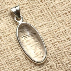Shop Tourmalinated Quartz Pendants! N2 – 925 Sterling Silver Pendant And Stone – Oval 31x13mm Tourmalated Quartz | Natural genuine Tourmalinated Quartz pendants. Buy crystal jewelry, handmade handcrafted artisan jewelry for women.  Unique handmade gift ideas. #jewelry #beadedpendants #beadedjewelry #gift #shopping #handmadejewelry #fashion #style #product #pendants #affiliate #ad