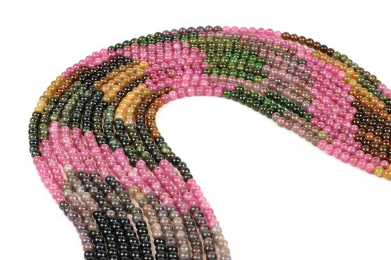 Tourmaline Beads,natural Beads,semiprecious Beads,natural Tourmaline Beads,round Stone Beads,mixed Tourmaline Beads - 16" Full Strand