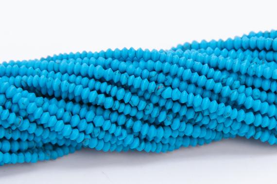 2x2mm Deep Blue Turquoise Beads Full Strand Rondelle Loose Beads 14.7 Bulk Lot Options (109909-3103)