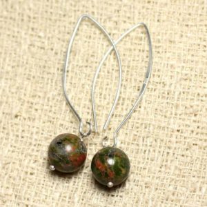 Shop Unakite Earrings! Boucles d'Oreilles Argent 925 et Pierre – Unakite Boules 10mm | Natural genuine Unakite earrings. Buy crystal jewelry, handmade handcrafted artisan jewelry for women.  Unique handmade gift ideas. #jewelry #beadedearrings #beadedjewelry #gift #shopping #handmadejewelry #fashion #style #product #earrings #affiliate #ad