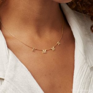 Satellite Name Necklace • Letter Necklace • Name Initial Necklace • Personalized Name Jewelry • Spaced Letter Necklace • Mom Gift • NM54F77