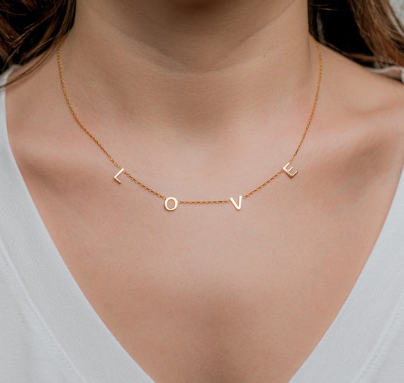 Personalized Sterling Silver Initial Necklace: Custom Letter Jewelry