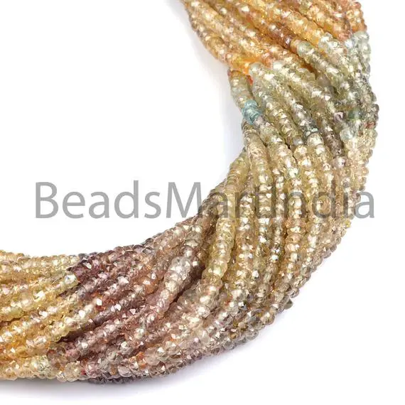 Natural Multi Zircon Faceted Rondelle Shape Beads, 2.5-3mm Multi Zircon Natural Rondelle Shape Beads, Multi Color Zircon Faceted Beads