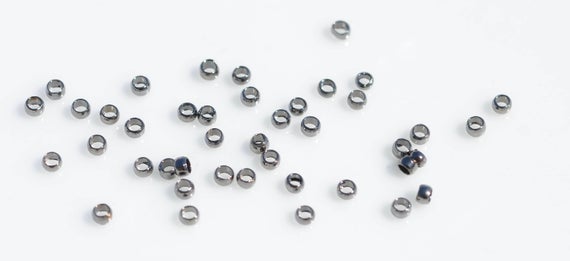 100 Crimp Beads Gunmetal Tone 2mm  F443