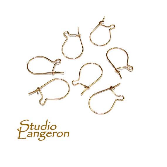 14k Yellow Gold Filled Kidney Small Ear Wire, Earrings Gold Filled, Kidney Ear Wire, Jewelry Making, Earring Components - 1 Pair (2 Pieces)