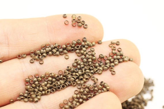 2 Mm Bronze Crimp Beads, Tiny End Cap, Crimp End Cap ,crimp Covers , Tiny Crimp Beads, Mini Ball Beads, Spacer Beads, Round Beads