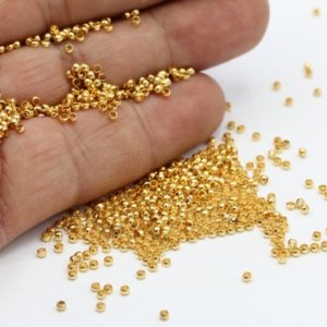 Shop Crimp Beads! 2mm 24 k Shiny Gold Plated Crimp Beads – GLD37 | Shop jewelry making and beading supplies, tools & findings for DIY jewelry making and crafts. #jewelrymaking #diyjewelry #jewelrycrafts #jewelrysupplies #beading #affiliate #ad