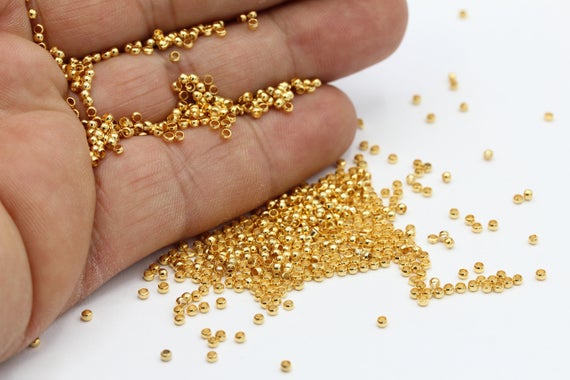2mm 24 K Shiny Gold Plated Crimp Beads - Gld37