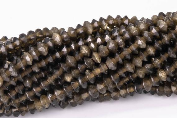 3x1.5mm Golden Obsidian Beads Grade Aaa Genuine Natural Gemstone Full Strand Faceted Rondelle Loose Beads 15" Bulk Lot Options (111797-3408)