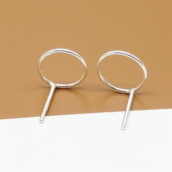 4 Pairs Sterling Silver Circle Earring Posts Ring 10mm With Backs, 925 Silver Post Earring, Wire Ear Jewelry, Earring Jewelry Making