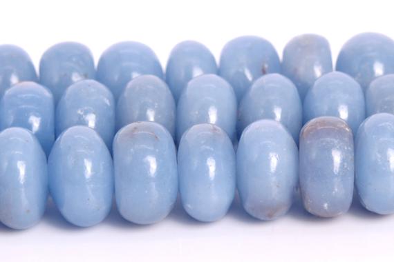 8x5mm Angelite Beads Grade A Genuine Natural Gemstone Rondelle Loose Beads 16"/7.5" Bulk Lot Options (108666)