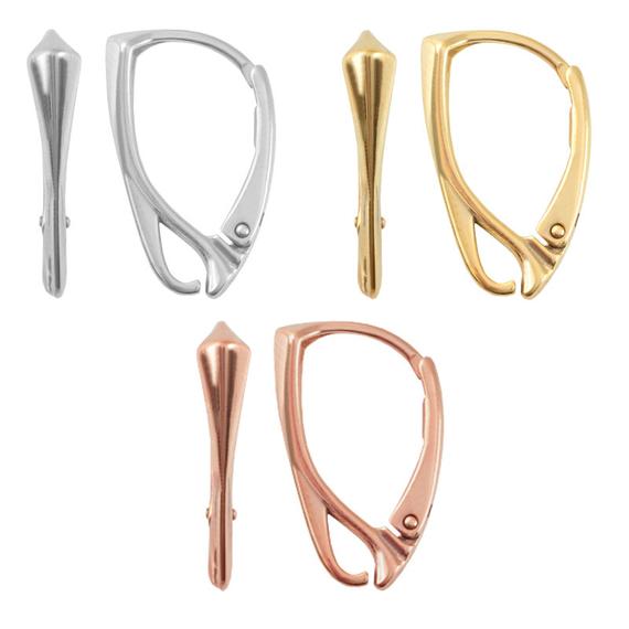 Sterling Silver Leverback Earring Hooks 19x11mm: Open Loop, Crystal Attachment (1 Pair)