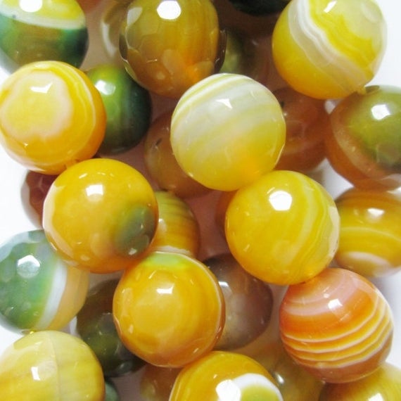 Faceted Crackle Agate  Beads - Round 10 Mm Gemstone Beads - Full Strand 15", 38 Beads, Item 17