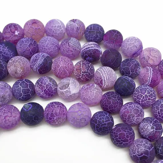 10mm Frosted Agate Beads, Purple Agate Beads, Gemstone Beads, Wholesale Beads