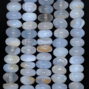 Shop Agate Rondelle Beads! 10X5-10X4MM Chalcedony Blue Agate Gemstone Grade A Rondelle Loose Beads 16 inch Full Strand (80002734-A170) | Natural genuine rondelle Agate beads for beading and jewelry making.  #jewelry #beads #beadedjewelry #diyjewelry #jewelrymaking #beadstore #beading #affiliate #ad