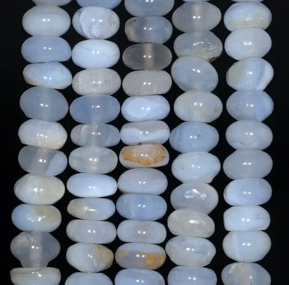 10x5-10x4mm Chalcedony Blue Agate Gemstone Grade A Rondelle Loose Beads 16 Inch Full Strand (80002734-a170)