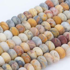 Shop Agate Rondelle Beads! Genuine Natural Matte Orange Cream Crazy Lace Agate Loose Beads Rondelle Shape 10x6mm | Natural genuine rondelle Agate beads for beading and jewelry making.  #jewelry #beads #beadedjewelry #diyjewelry #jewelrymaking #beadstore #beading #affiliate #ad