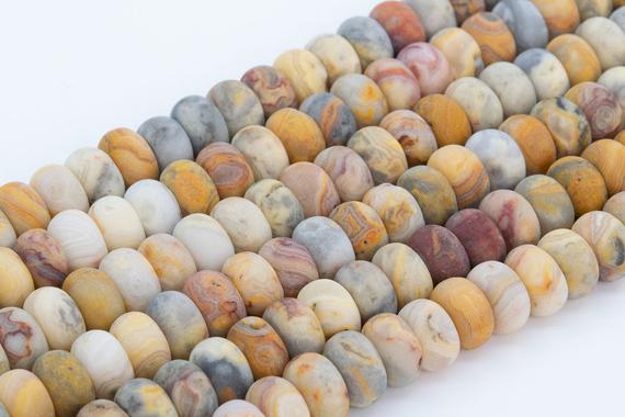 Genuine Natural Matte Orange Cream Crazy Lace Agate Loose Beads Rondelle Shape 10x6mm