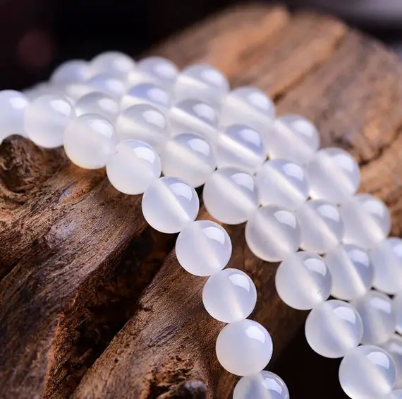 U Pick 1 Strand/15" Aaa Natural White Agate Healing Gemstone 4mm 6mm 8mm 10mm Round Spacer Beads For Earrings Bracelet Jewelry Making