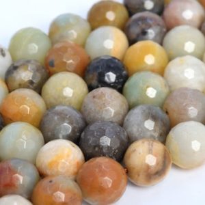 Shop Amazonite Faceted Beads! Genuine Natural Multicolor Amazonite Loose Beads Micro Faceted Round Shape 6mm 8mm 10mm | Natural genuine faceted Amazonite beads for beading and jewelry making.  #jewelry #beads #beadedjewelry #diyjewelry #jewelrymaking #beadstore #beading #affiliate #ad