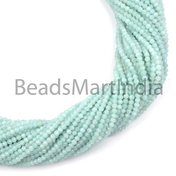 Amazonite Faceted Rondelle 2.35-2.6mm Beads, Amazonite Beads, Faceted Amazonite Beads, Amazonite Rondelle Beads,natural Beads