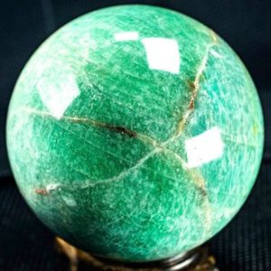 Shop Amazonite Shapes! Amazonite Sphere  3.3" Diameter and weighs 1.68 pounds | Natural genuine stones & crystals in various shapes & sizes. Buy raw cut, tumbled, or polished gemstones for making jewelry or crystal healing energy vibration raising reiki stones. #crystals #gemstones #crystalhealing #crystalsandgemstones #energyhealing #affiliate #ad