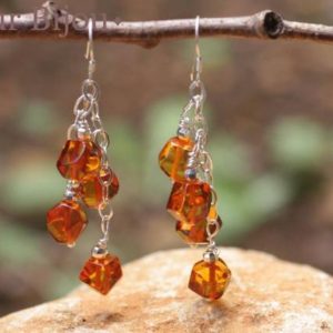 Shop Amber Earrings! Earrings 925 Silver – amber faceted 7mm Silver Orange / Bronze | Natural genuine Amber earrings. Buy crystal jewelry, handmade handcrafted artisan jewelry for women.  Unique handmade gift ideas. #jewelry #beadedearrings #beadedjewelry #gift #shopping #handmadejewelry #fashion #style #product #earrings #affiliate #ad