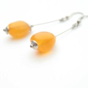 Shop Amber Jewelry! Sunshine Amber Earrings Yellow Earrings Long Dangle Amber Earrings Spring Fashion | Natural genuine Amber jewelry. Buy crystal jewelry, handmade handcrafted artisan jewelry for women.  Unique handmade gift ideas. #jewelry #beadedjewelry #beadedjewelry #gift #shopping #handmadejewelry #fashion #style #product #jewelry #affiliate #ad