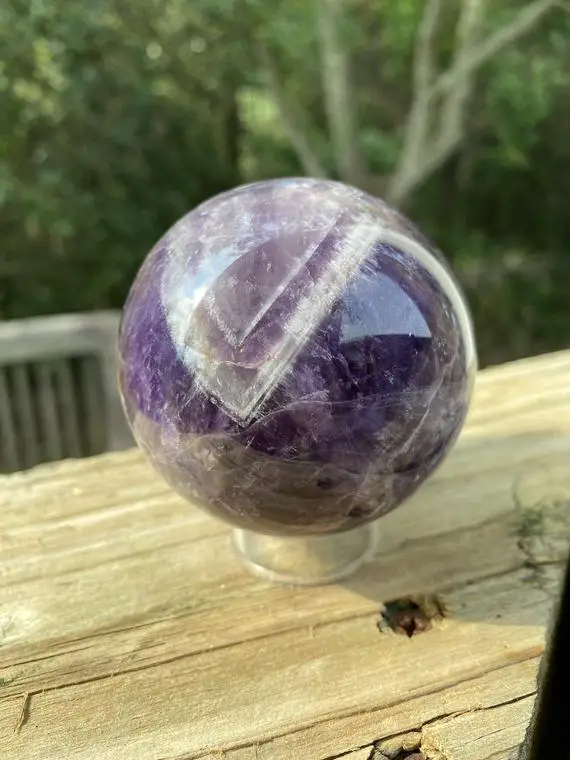 Amethyst Sphere - Reiki Energy Infused Crystal Ball - Amethyst Crystal Orb - Chevron Amethyst #7