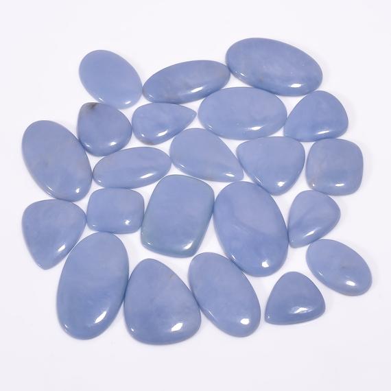 Natural Angelite Gemstone, Angelite Cabochon Mix Shape Wholesale Lot, Loose Gemstone For Jewelry