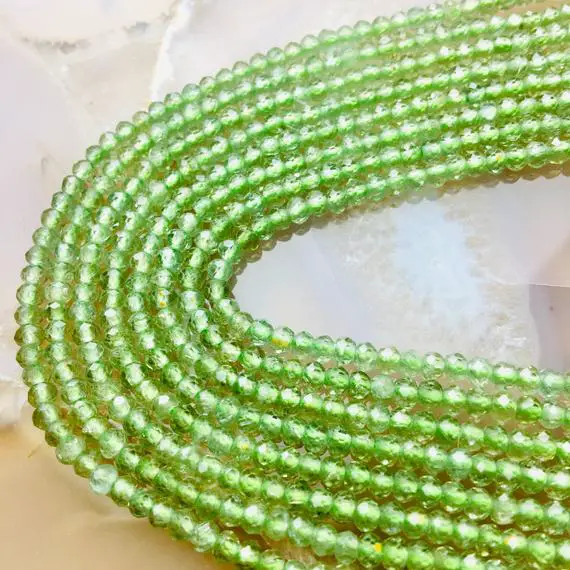 Natural Green Apatite Faceted Rondelle Beads 2x3mm 15.5" Strand