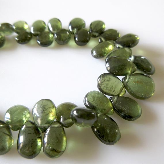 Green Apatite Pear Beads, Natural Green Apatite Smooth Pear Briolettes, Wholesale Apatite, 7mm To 8mm Each, 8 Inch Strand, Gds1266