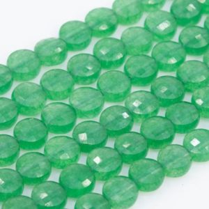 Shop Aventurine Faceted Beads! Genuine Natural Grass Green Aventurine Loose Beads Faceted Flat Round Button Shape 6x4mm | Natural genuine faceted Aventurine beads for beading and jewelry making.  #jewelry #beads #beadedjewelry #diyjewelry #jewelrymaking #beadstore #beading #affiliate #ad