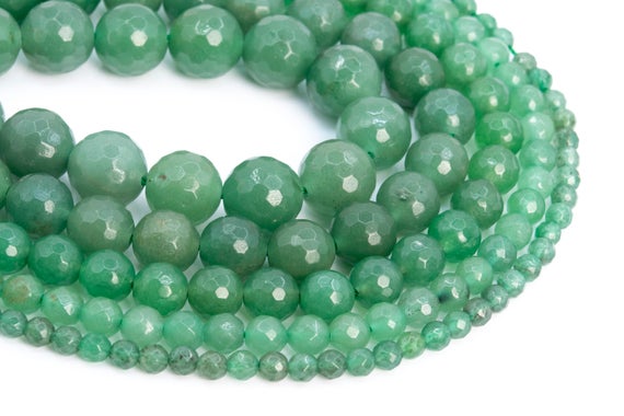 Genuine Natural Green Aventurine Loose Beads Micro Faceted Round Shape 6mm 8mm 10mm