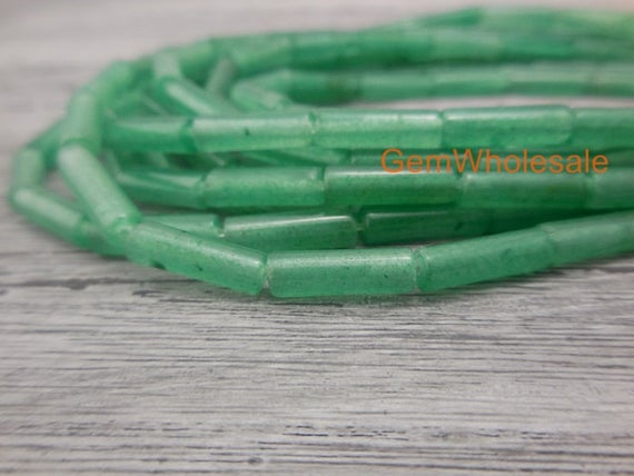 15.5“ Green Aventurine Round Tubes 4x13mm, Green Gemstone Tube, Semi-precious Stone Cylinder, Natural Green Color Diy Cylinder