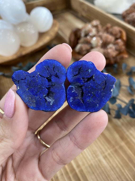 Natural Azurite Geode Pair From Russia