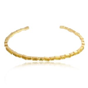 Shop Yellow Sapphire Bracelets! Baguette Cut Yellow Sapphire Gemstone 14k Solid Yellow Gold Cuff Bangle Bracelet Jewelry Gift For Her 46×60 MM | Natural genuine Yellow Sapphire bracelets. Buy crystal jewelry, handmade handcrafted artisan jewelry for women.  Unique handmade gift ideas. #jewelry #beadedbracelets #beadedjewelry #gift #shopping #handmadejewelry #fashion #style #product #bracelets #affiliate #ad