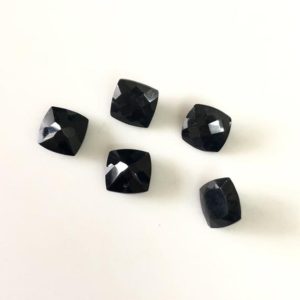 Shop Black Tourmaline Faceted Beads! 6 Pieces Huge 10mm Each Cushion Shaped Faceted Black Tourmaline Loose Gemstones, Natural Black Tourmaline Gemstones For Jewelry, GDS1924/11 | Natural genuine faceted Black Tourmaline beads for beading and jewelry making.  #jewelry #beads #beadedjewelry #diyjewelry #jewelrymaking #beadstore #beading #affiliate #ad