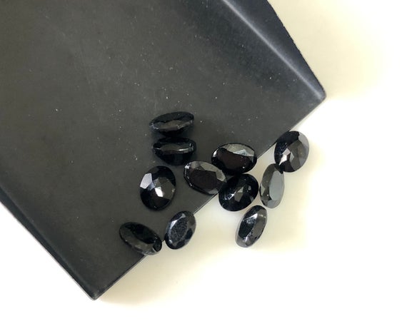 6 Pieces 8x6mm Oval Shaped Faceted Black Tourmaline Loose Gemstones, Natural Black Tourmaline Gemstones For Jewelry, Gds1924/5