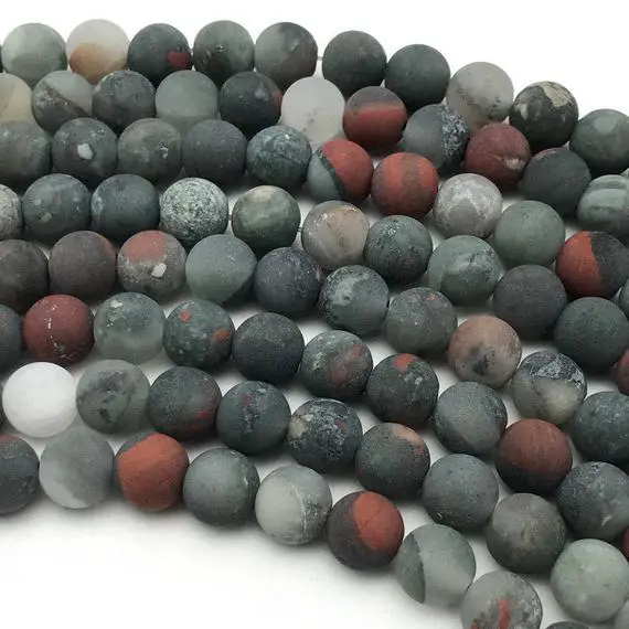 10mm Matte Africa Bloodstone Beads, Round Gemstone Beads, Wholesale Beads