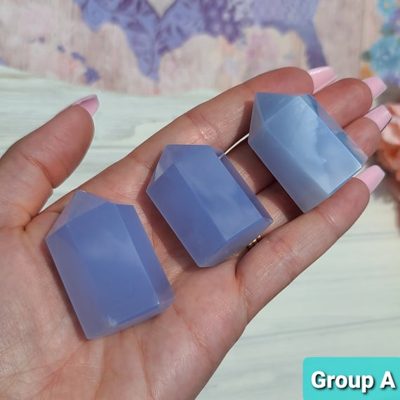 Small Blue Chalcedony Tower, Choose Your Crystal Point Wand Obelisk For Jewelry Making, Metaphysical Gifts, Or Crystal Grids