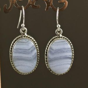 Shop Blue Lace Agate Earrings! Sterling Silver Blue Lace Agate Earrings | Natural genuine Blue Lace Agate earrings. Buy crystal jewelry, handmade handcrafted artisan jewelry for women.  Unique handmade gift ideas. #jewelry #beadedearrings #beadedjewelry #gift #shopping #handmadejewelry #fashion #style #product #earrings #affiliate #ad